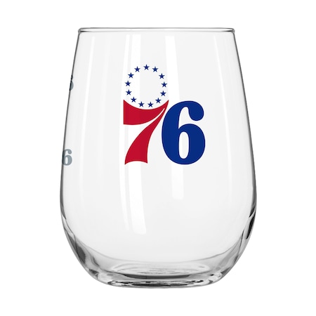 Logo Brands Philadelphia 76ers 16oz Satin Etch Curved Beverage Glass 723-G16CB-10